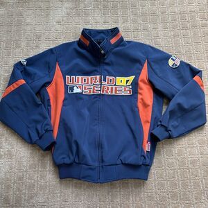 2007 MLB World Series Majestic Therma Base Jacket Mens M Navy Orange Full Zip